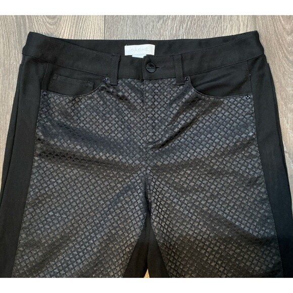 Vintage Cache Women’s Pants Size 8 Stretch Black Shimmer Metallic Front Skinny - Picture 5 of 8